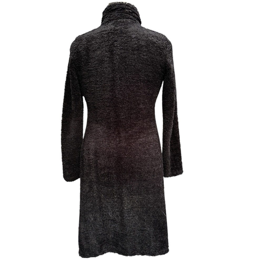 Lucent Black Fuzzy Textured Button‎ Up Coat Dress Small S/CH gothcore grunge